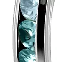 Sterling Silver Round Blue Ombré Cubic Zirconia Hoop Earrings