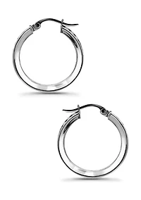 Sterling Silver Round Blue Ombré Cubic Zirconia Hoop Earrings