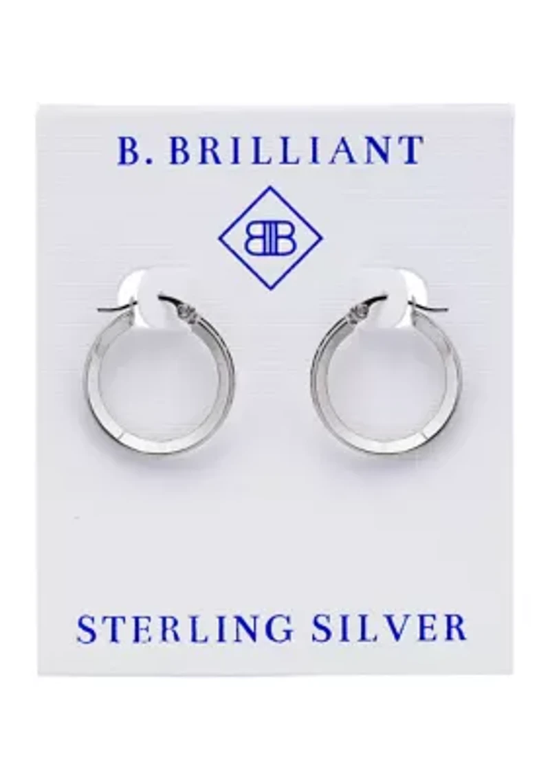 Sterling Silver Round Blue Ombré Cubic Zirconia Hoop Earrings