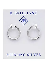 Sterling Silver Round Blue Ombré Cubic Zirconia Hoop Earrings