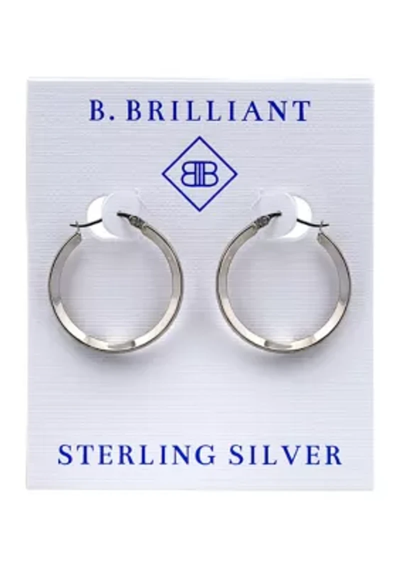 Sterling Silver Round Channel Set Hoop Earrings