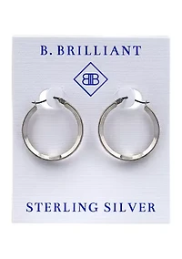 Sterling Silver Round Channel Set Hoop Earrings