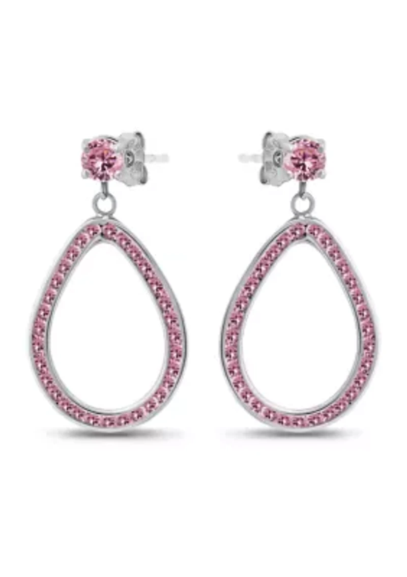 Sterling Silver Cubic Zirconia Open Pear Shaped Drop Earrings