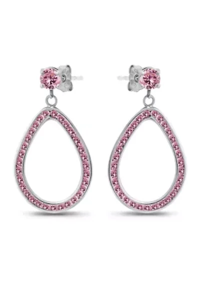 Sterling Silver Cubic Zirconia Open Pear Shaped Drop Earrings