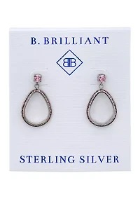 Sterling Silver Cubic Zirconia Open Pear Shaped Drop Earrings