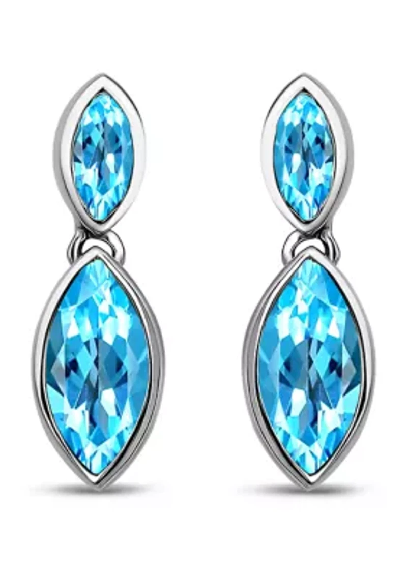 Sterling Silver Marquise Cubic Zirconia Bezel Drop Earrings