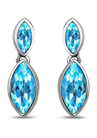 Sterling Silver Marquise Cubic Zirconia Bezel Drop Earrings