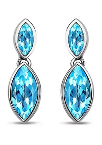 Sterling Silver Marquise Cubic Zirconia Bezel Drop Earrings