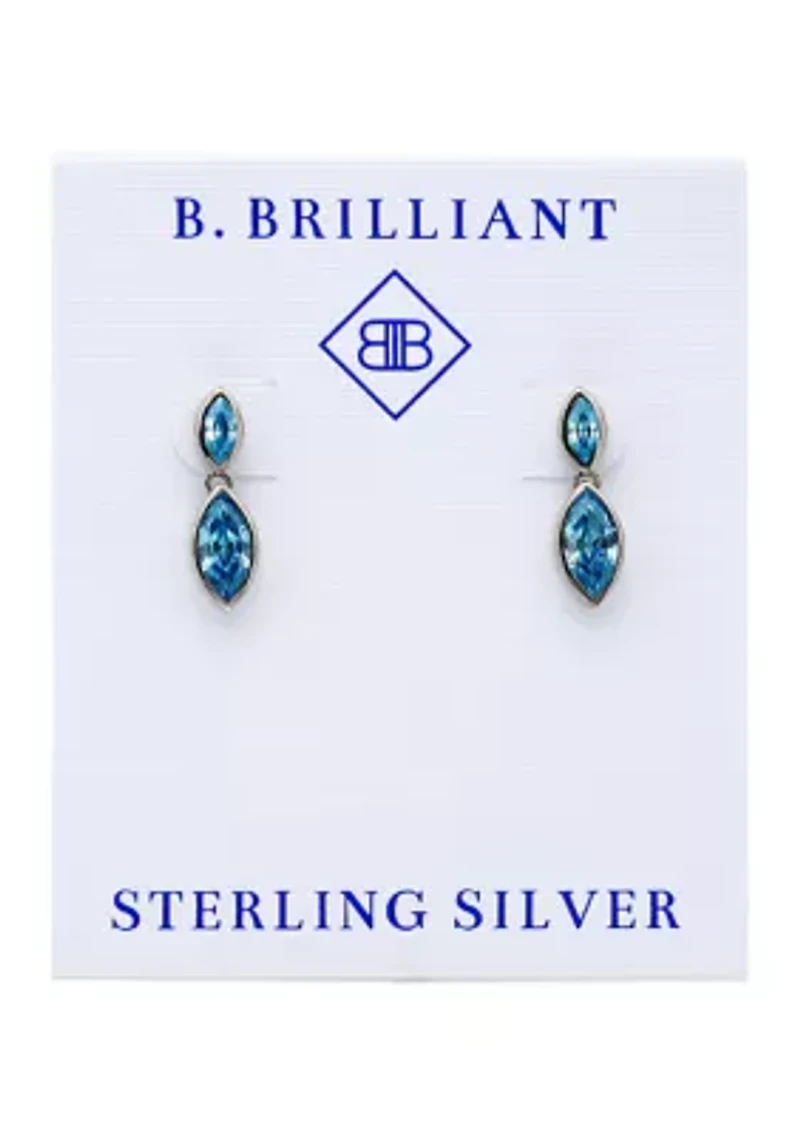 Sterling Silver Marquise Cubic Zirconia Bezel Drop Earrings