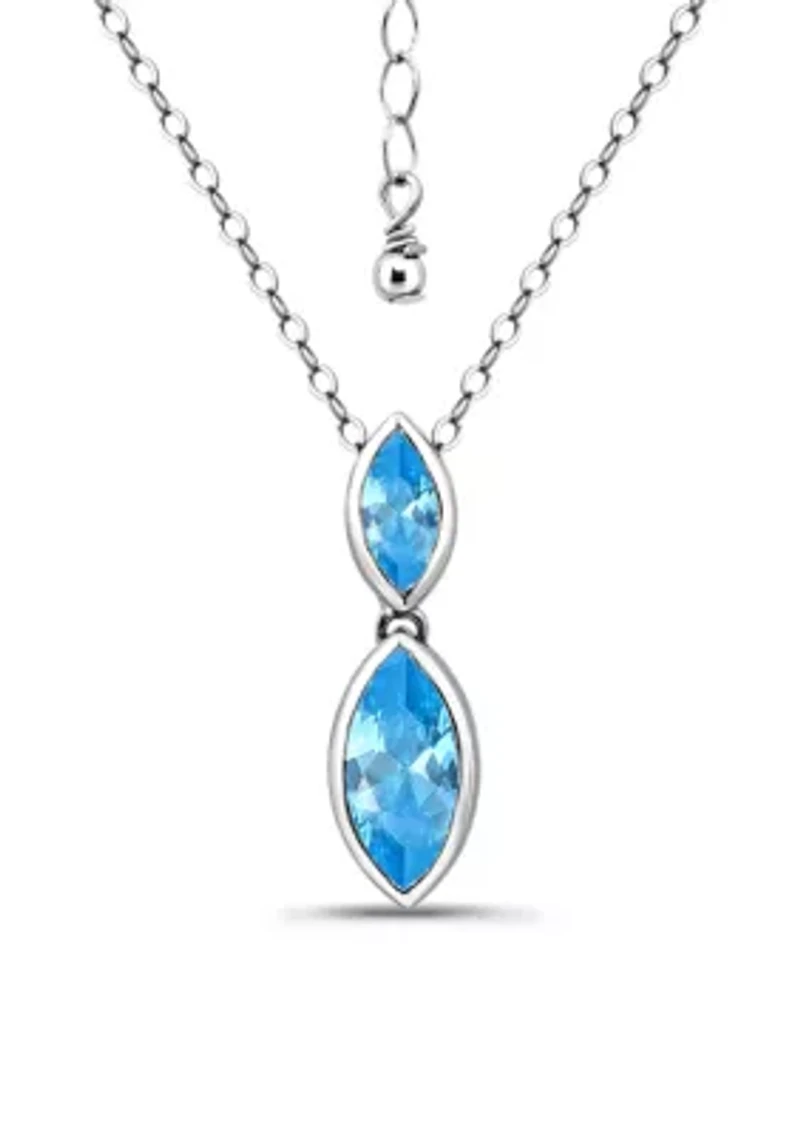 Sterling Silver Marquise Cubic Zirconia Bezel Pendant Necklace