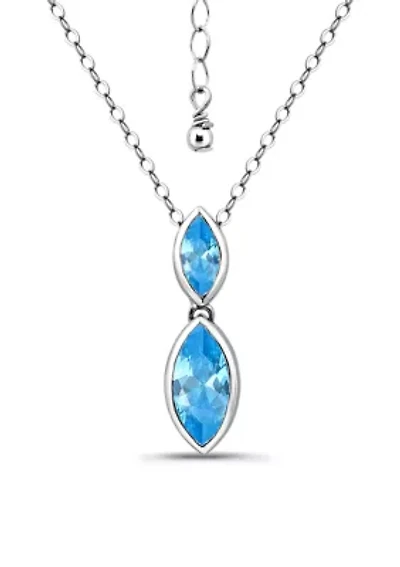 Sterling Silver Marquise Cubic Zirconia Bezel Pendant Necklace