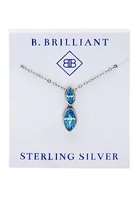Sterling Silver Marquise Cubic Zirconia Bezel Pendant Necklace
