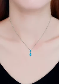 Sterling Silver Marquise Cubic Zirconia Bezel Pendant Necklace