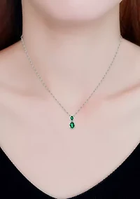 Sterling Silver Marquise Cubic Zirconia Bezel Pendant Necklace