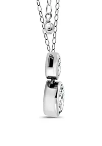 Sterling Silver Oval Cubic Zirconia Bezel Pendant Necklace
