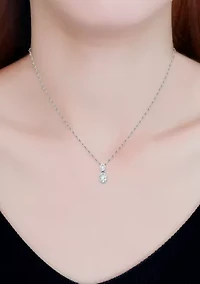 Sterling Silver Oval Cubic Zirconia Bezel Pendant Necklace