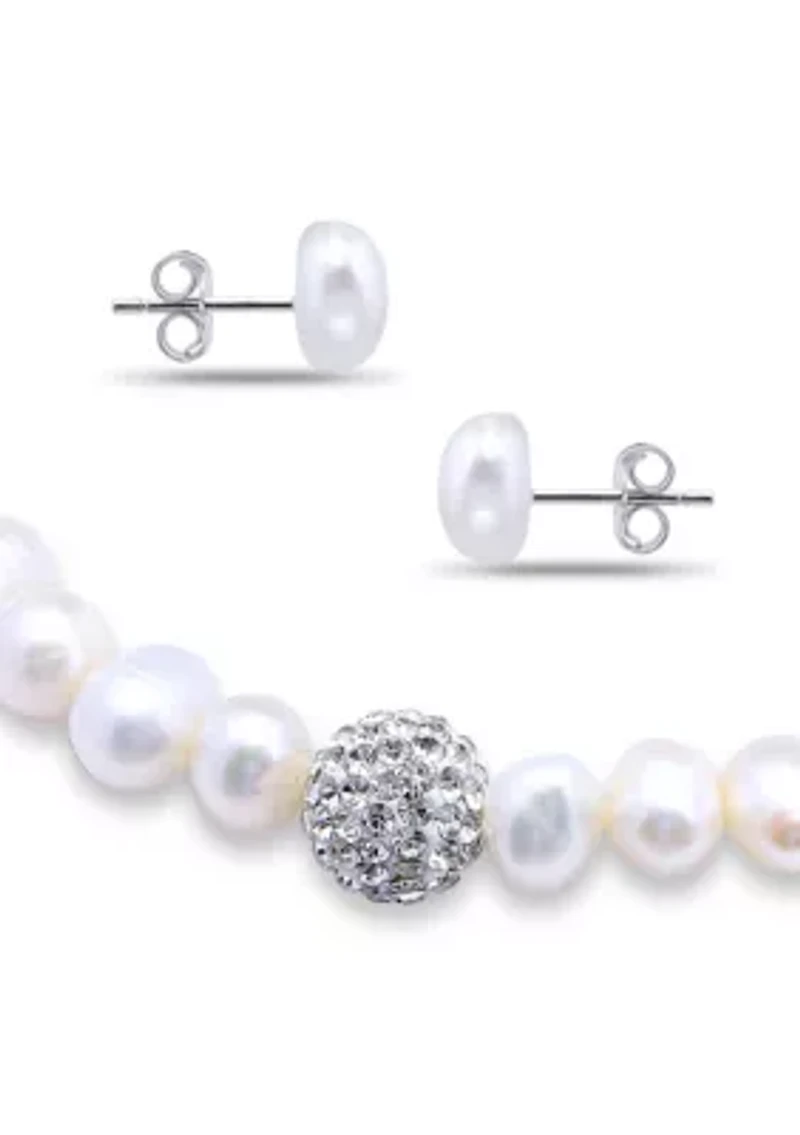 White Sterling Silver Bracelet and Earring Set