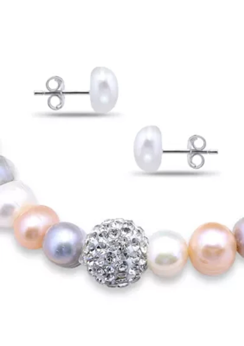 Multi-Bead Stretch Bracelet and Stud Earring Set