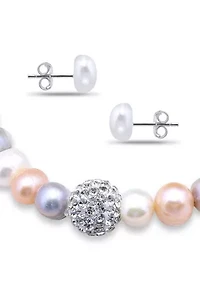Multi-Bead Stretch Bracelet and Stud Earring Set