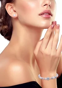 Multi-Bead Stretch Bracelet and Stud Earring Set