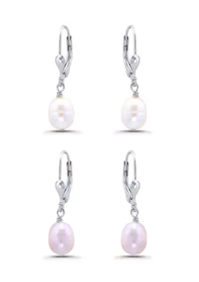 Oval Lever Back Drop Earring Set