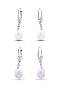 Oval Lever Back Drop Earring Set