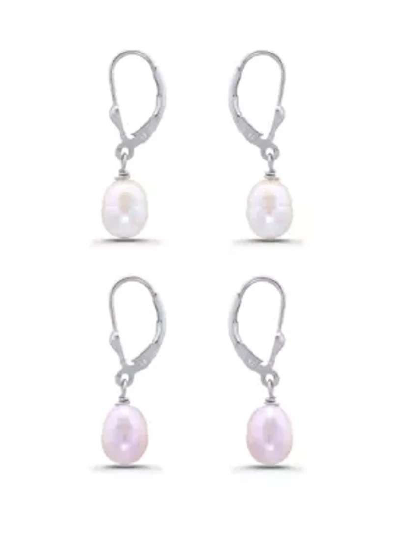 Oval Lever Back Drop Earring Set