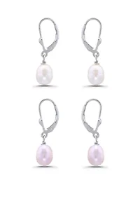 Oval Lever Back Drop Earring Set