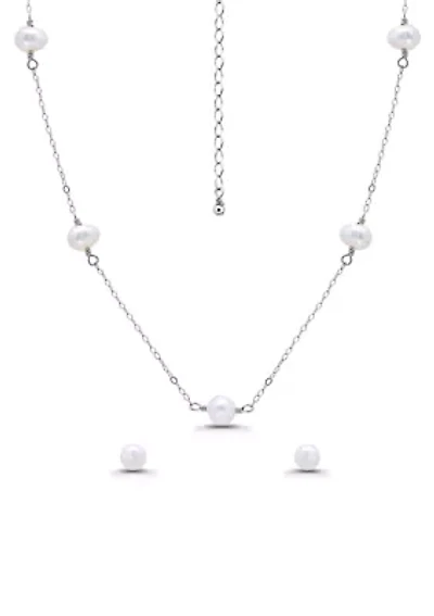 Freshwater Pearl Necklace and Earring Set