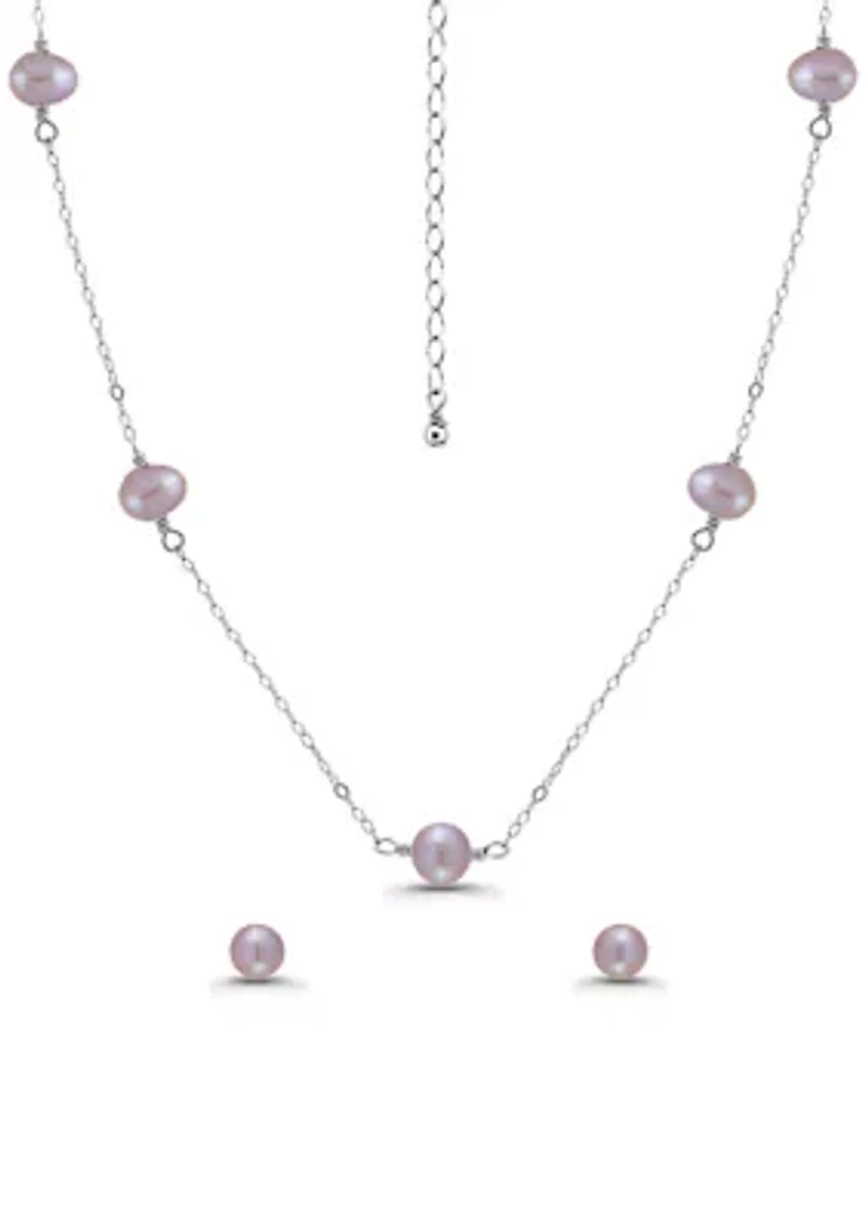 Freshwater Pearl Necklace and Earring Set