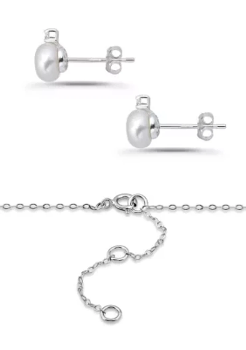 Pear Pendant Sterling Silver Necklace and Stud Earring Set