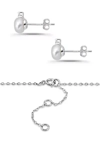 Pear Pendant Sterling Silver Necklace and Stud Earring Set