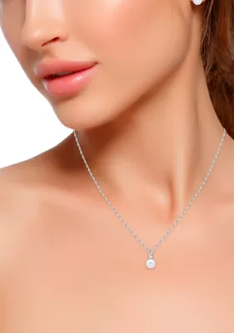 Pear Pendant Sterling Silver Necklace and Stud Earring Set