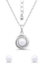 Sterling Silver Pendant Necklace and Stud Earring Set