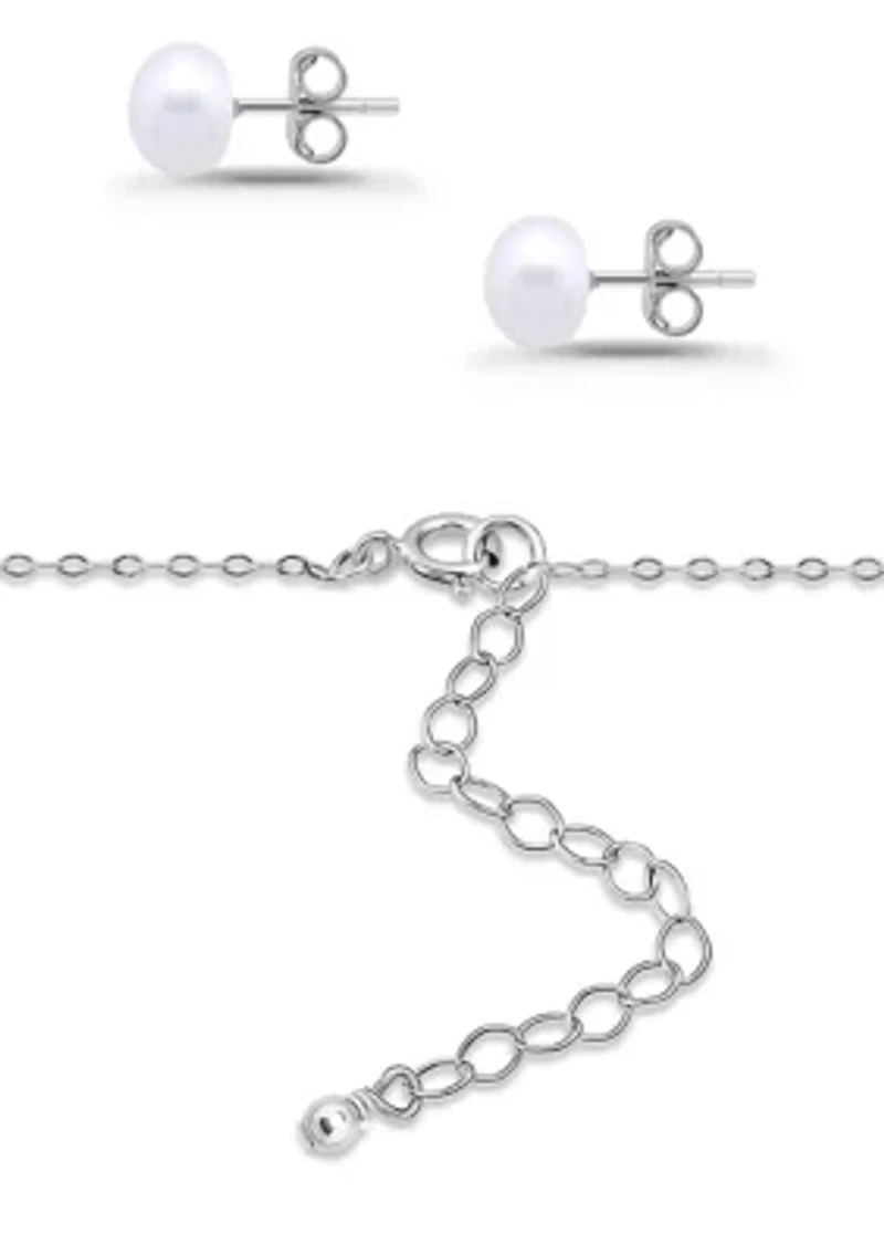 Sterling Silver Pendant Necklace and Stud Earring Set