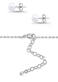 Sterling Silver Pendant Necklace and Stud Earring Set