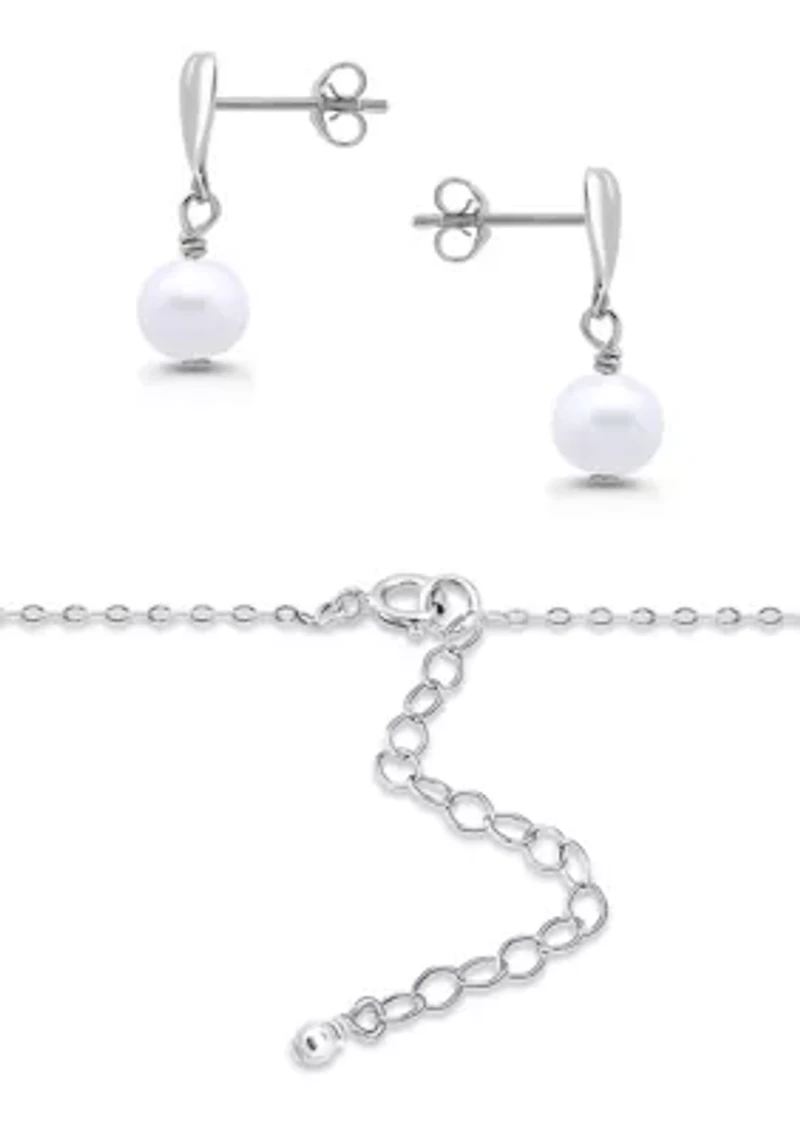 Sterling Silver Heart Pendant Necklace and Drop Earring Set