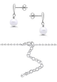 Sterling Silver Heart Pendant Necklace and Drop Earring Set