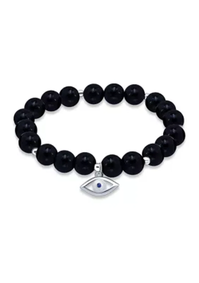 Sterling Silver Evil Eye Charm Bead Bracelet