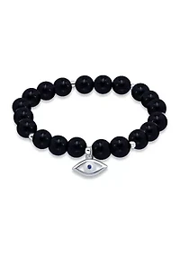 Sterling Silver Evil Eye Charm Bead Bracelet