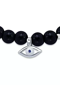 Sterling Silver Evil Eye Charm Bead Bracelet