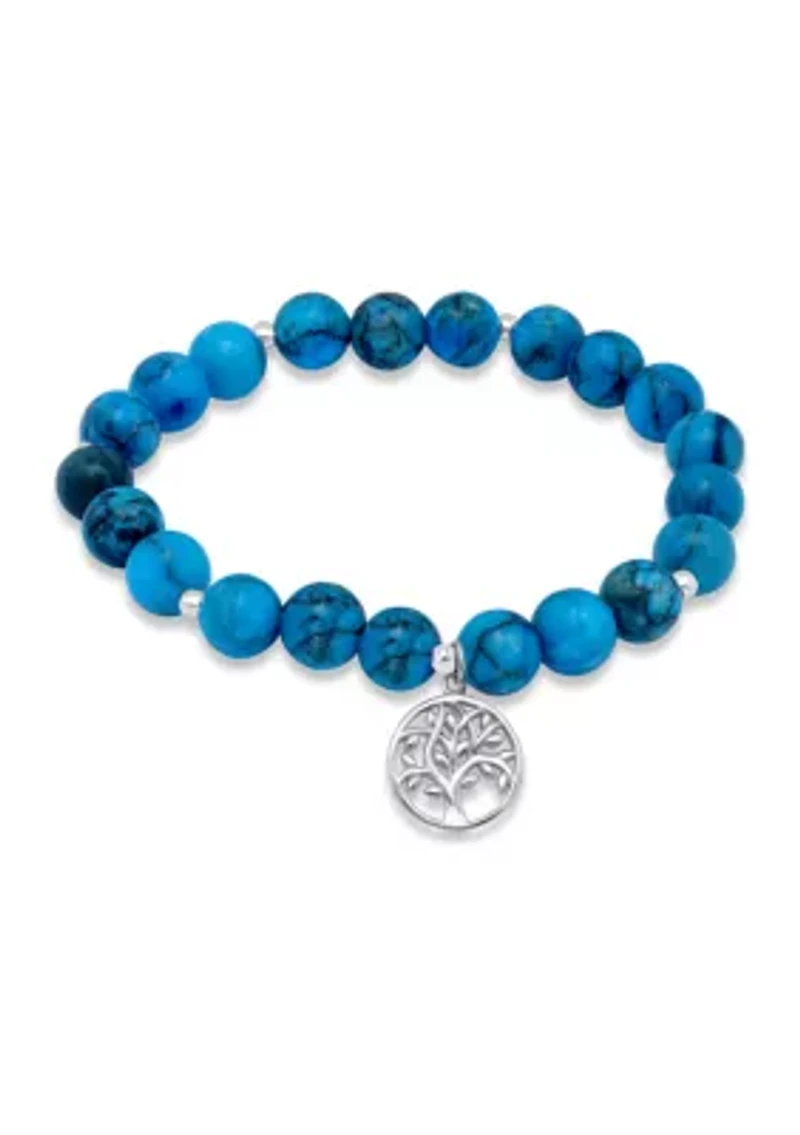 Sterling Silver Tree of Life Charm Bead Bracelet