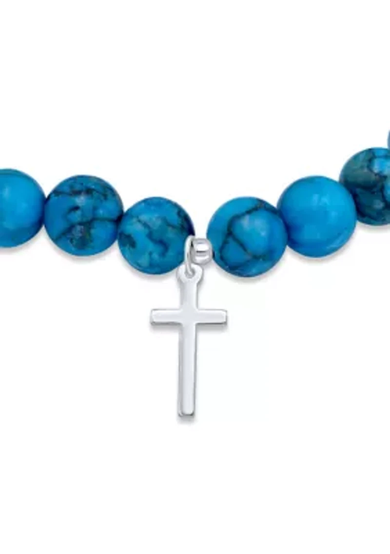 Sterling Silver Cross Charm Bead Bracelet
