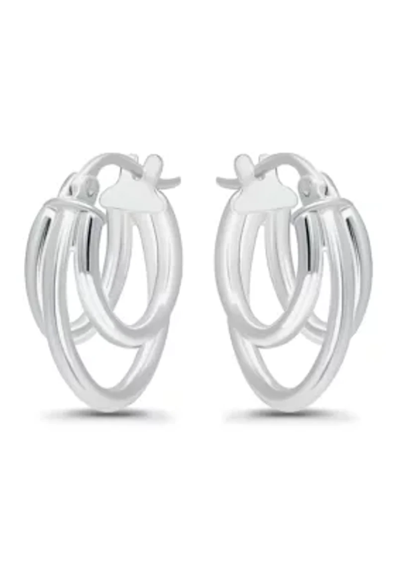 Graduated Triple Hoop Sterling Silver Earrings