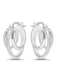 Graduated Triple Hoop Sterling Silver Earrings