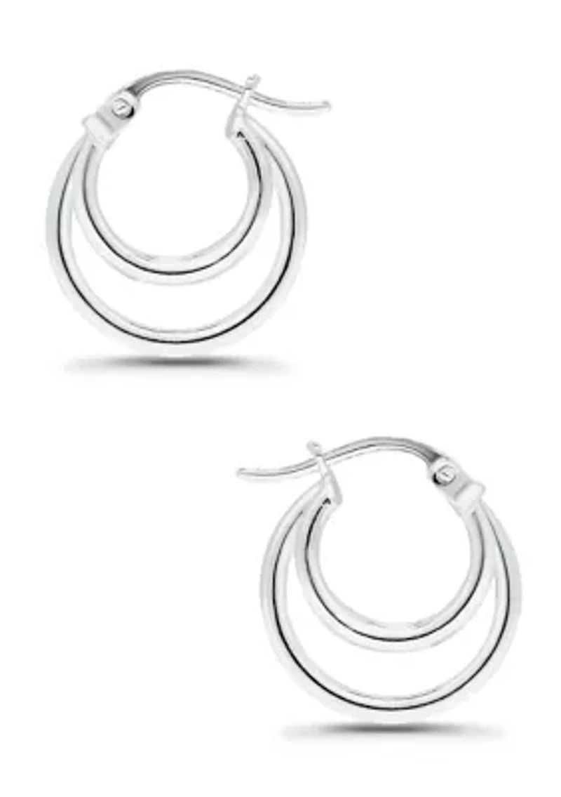 Graduated Triple Hoop Sterling Silver Earrings