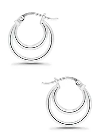 Graduated Triple Hoop Sterling Silver Earrings
