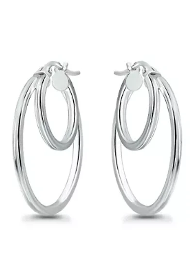 Two Tone Sterling Silver Double Tubing Hoop Earrings