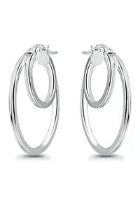 Two Tone Sterling Silver Double Tubing Hoop Earrings