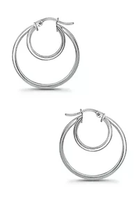 Two Tone Sterling Silver Double Tubing Hoop Earrings